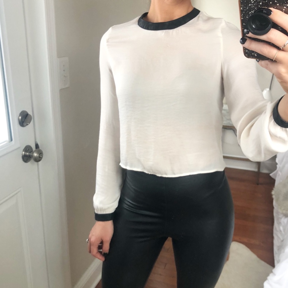 Elegant silky cream crop top